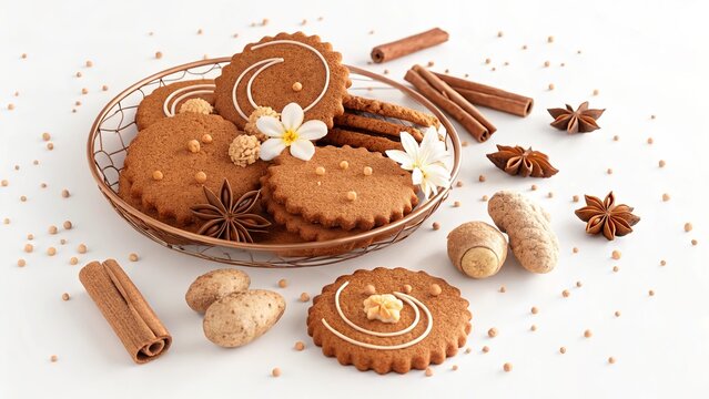 Premium Metallic Copper Typography National Gingersnap Day Cookie Artwork.