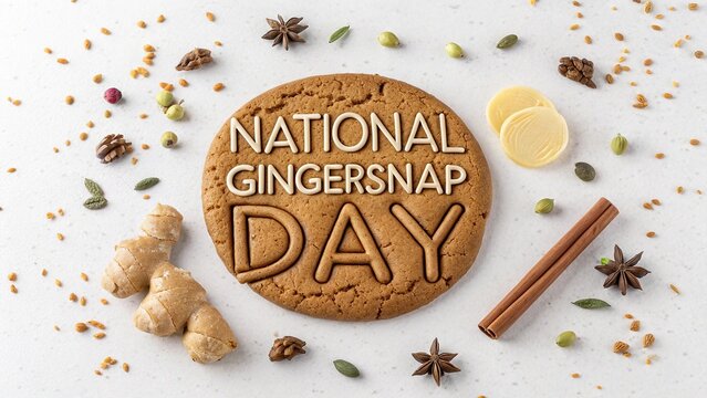 Sleek Modern Typography National Gingersnap Day Cookie Celebration Design.