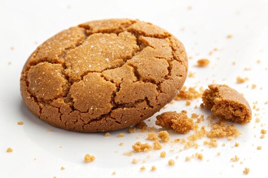 Macro Closeup Of Crunchy Gingersnap Cookie With Rich Texture.