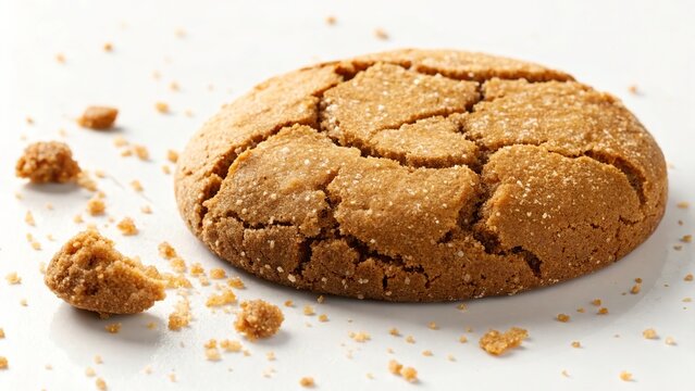 Detailed Macro Photography Of Fresh Gingersnap Cookie Surface Texture.