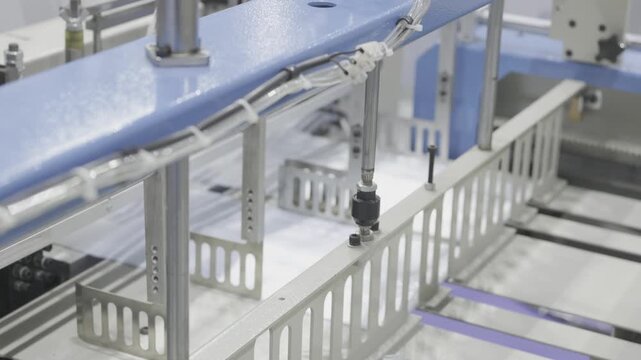 Industry machine working, Plastic bag shopping bag production machine, Factory machine working. Manufacturing system, Industrial automation, Production line.