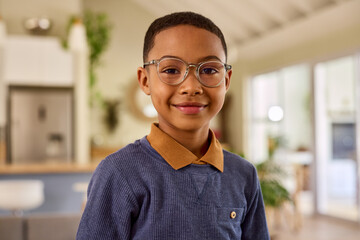 Cute little african american boy looking at camera while wearing eyeglasses © Rido