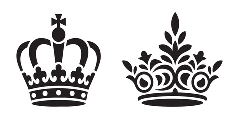 Elegant royal crowns and decorative tiaras symbolize power authority and regal status. © Md