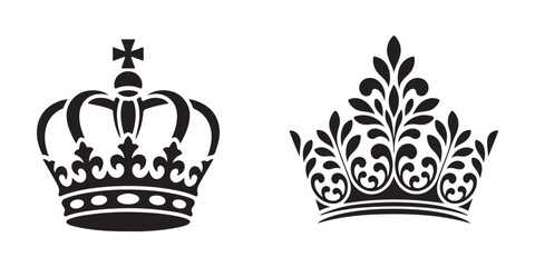 Set of regal crowns and tiaras representing royalty nobility and luxury for design elements. © Md Nurujjaman221