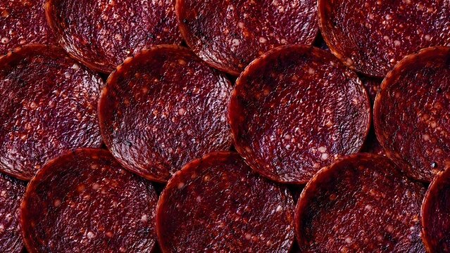 Pepperoni Slices Pattern Salami Texture Food Background