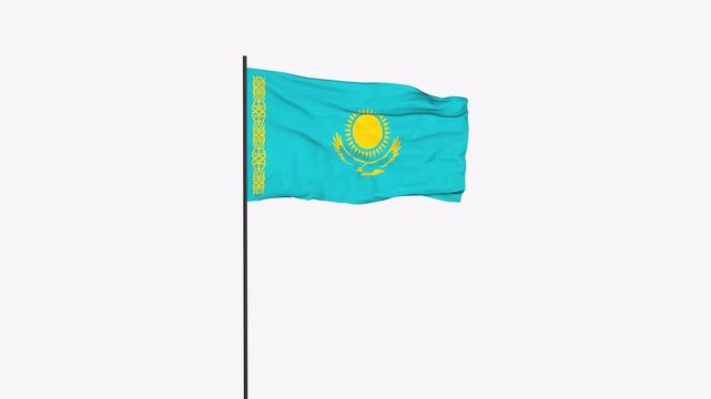 kazakhstan Flag Animation 4K Transparent Background with Alpha Channel