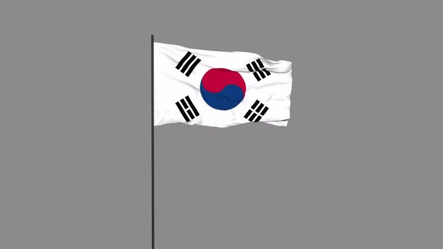 Korea Republic (South Korea) Flag Animation 4K Transparent Background with Alpha Channel