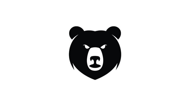 A minimalist black and white bear head logo design on a clean background