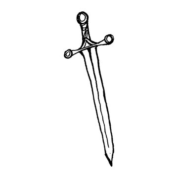 fantasy pencil sketch on transparent background - sword