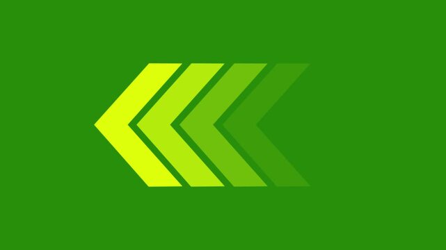 Direction arrow icon animation overlay video layer. looping 4k neon arrow video. swipe left pointing arrow loading video footage. 