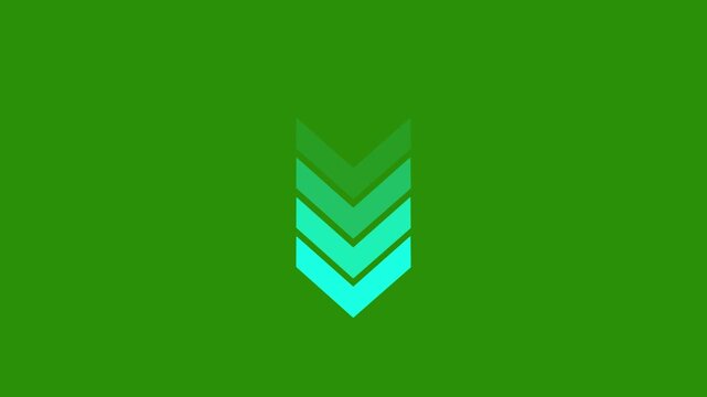 Direction arrow icon animation overlay video layer. looping 4k neon arrow video. swipe down pointing arrow loading video footage. 