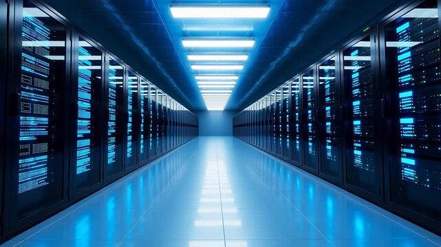 server room with rows of data racks