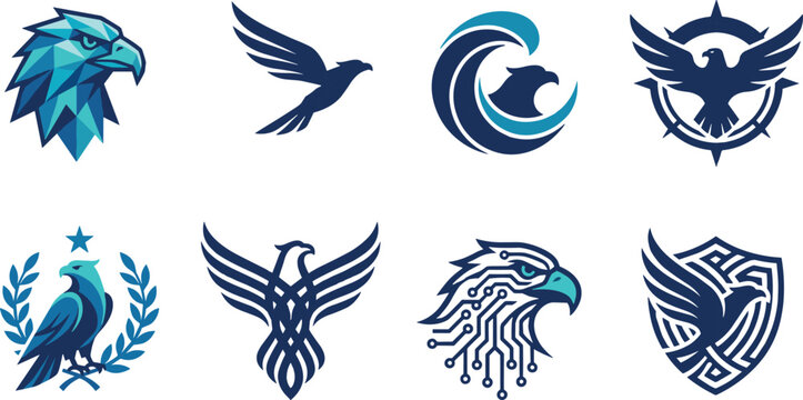 Professional set of eagle logo templates for modern corporate branding and business identity design