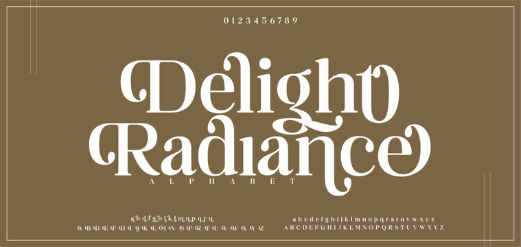 Delight Radiannce Elegant luxury ligature serif alphabet display font vector illustration