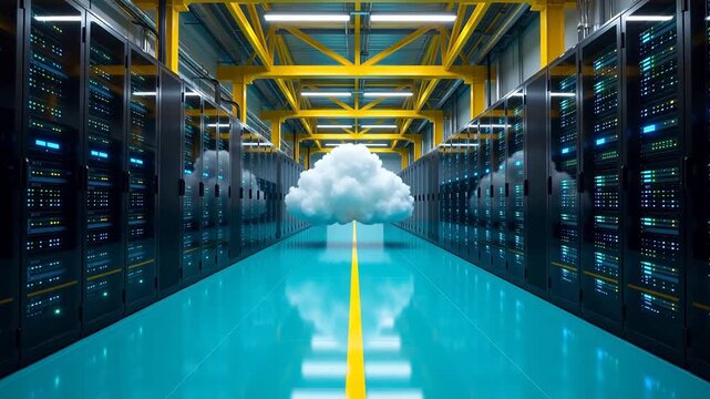 server room with cloud symbol