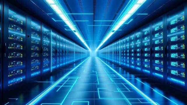 server room with blue lights