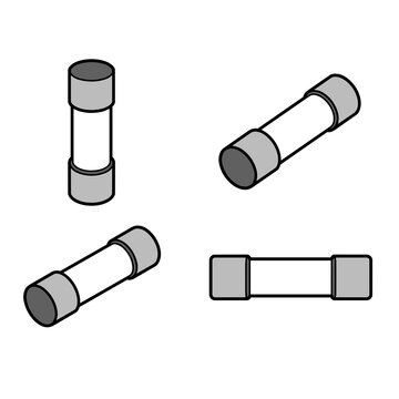 Electrical Tools Collection - Fuse Black and White Vector Illustration
