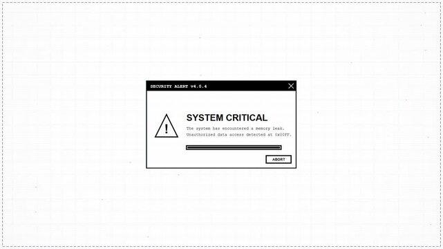 Critical Computer System Error Notification Pop Up Interface Window Design Concept