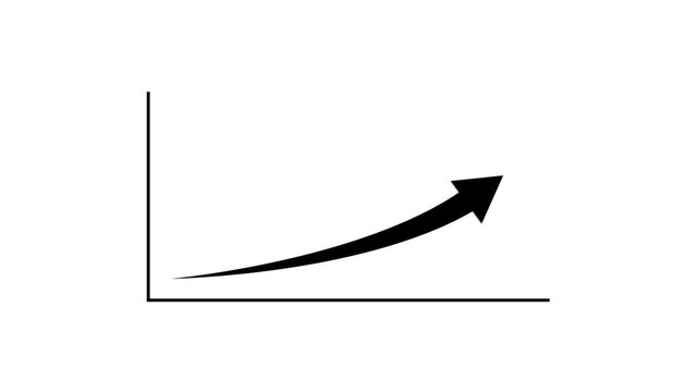 Line graph increasing over time showing exponential growth on white background