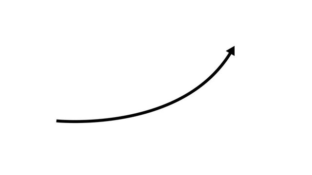 Arrow drawing arc motion on white background stock footage