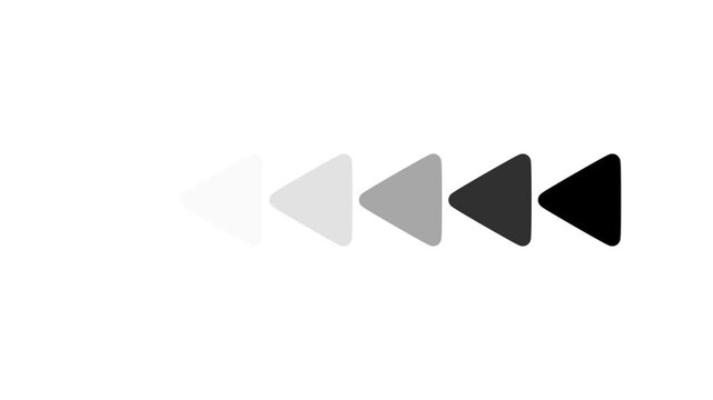 Rewind Icon Progressing Through Shades Of Gray On White Background