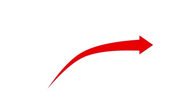 Red arrow sweeping across white background in horizontal video sequence