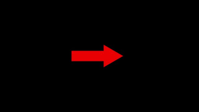 Red arrows progressing horizontally across black background stock footage