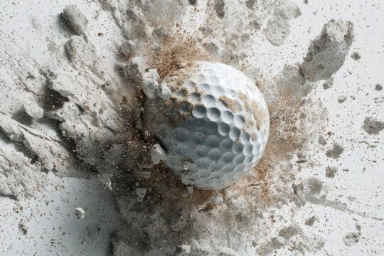 Golf Ball Exploding Through Dust And Concrete