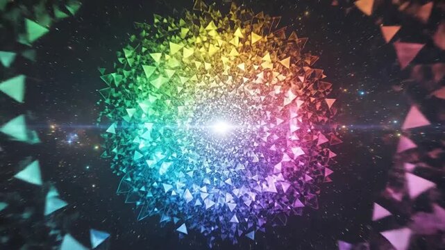 Vibrant Rainbow Triangle Geometric Pattern.
