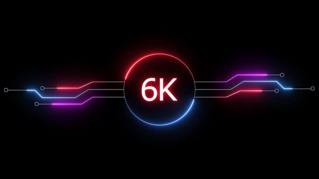 Neon social media followers or subscribers. Neon 6K celebration text animation background.  on a black background. and creating a stunning 4k video.