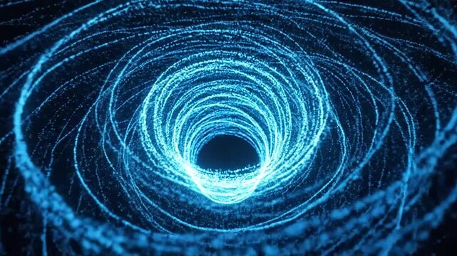 Glowing blue swirling tunnel vortex animation.
