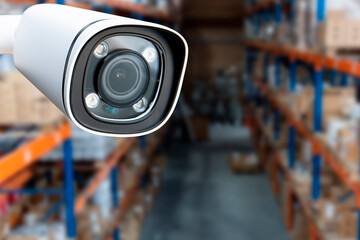 Security camera monitors storage area in warehouse during the daytime © Oleksandr