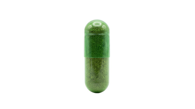 Green cylindrical battery isolated on white background.