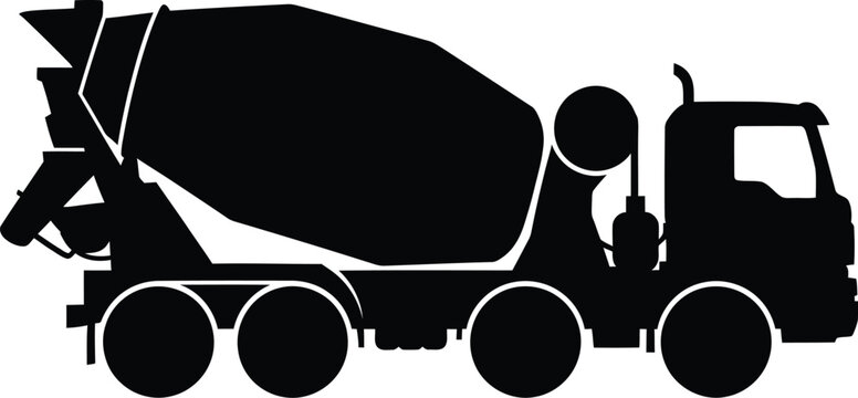 Silhouette vector of a heavy duty cement mixer truck design