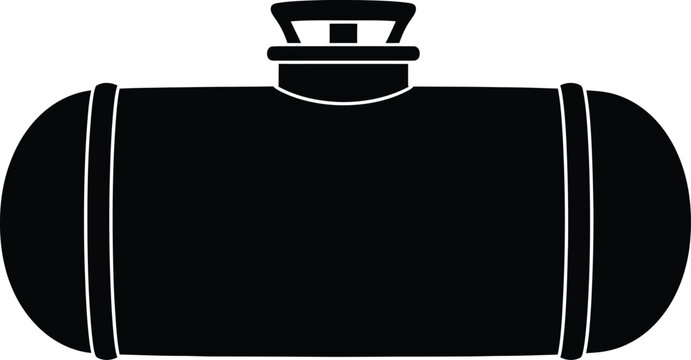Silhouette vector of horizontal fuel storage tank industrial gas design
