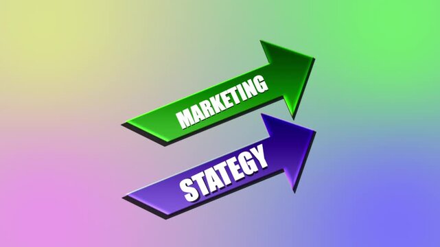 Marketing Strategy Signs Learning Education Training 3d Animation 4 color Background.