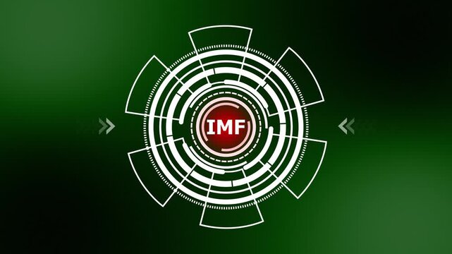 International Monetary Fund IMF Concept with Futuristic Digital HUD Background