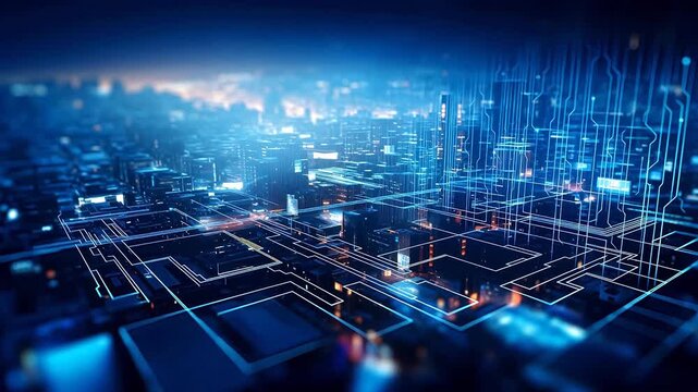 Digital technology blue network security abstract background