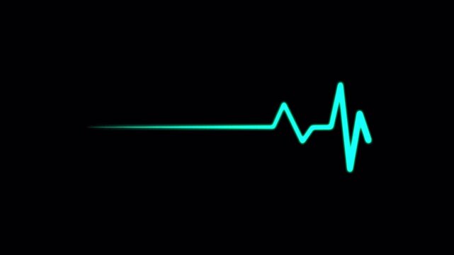 Simple heartbeat animation in bright cyan on a digital monitor. Suitable for medical presentations, websites, and healthcare promotions. Ideal for healthrelated designs.