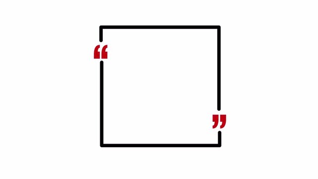 Minimalist square quote frame  featuring a clean line border with quotation marks on transparent background  Ideal for testimonials, reviews, social media quotes , Simple and elegant in 4K animation .