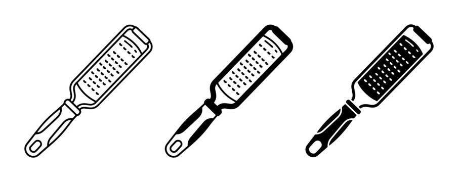 Grater Icons Set, Kitchen Tool Vector Graphics, Zester and Cheese Grater Illustrations for Culinary Design