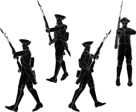 Polygon art style of a vintage commander soldier holding an elegant classic sword and rifle moving fast in an authentic retro uniform design