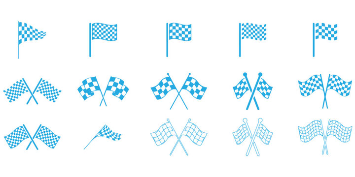 racing flags and symbols vector checkered start trophy car speed line silhouette black white background graphic design motorsport competition event icon