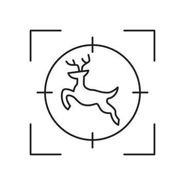 Running deer in crosshair target line icon
