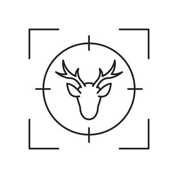 Buck deer head in crosshair target line icon