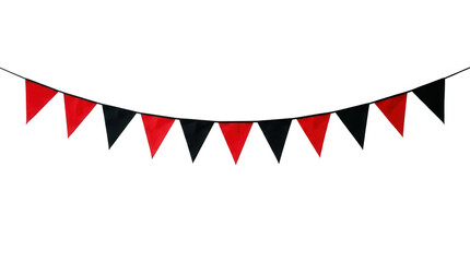 Fototapeta premium Red and Black Triangular Bunting Banner Transparent Background