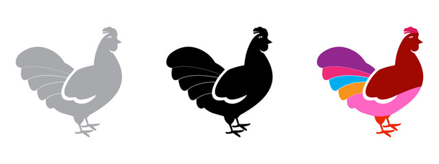 Chicken icon, logo, symbol vector illustration. PNG. Editable stroke. chicken silhouette icon. © Newton