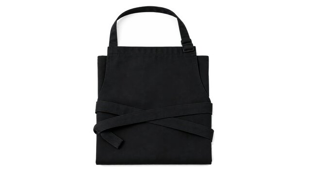 Canvas apron with crossed straps on a plain white background for use in cooking or crafting activities