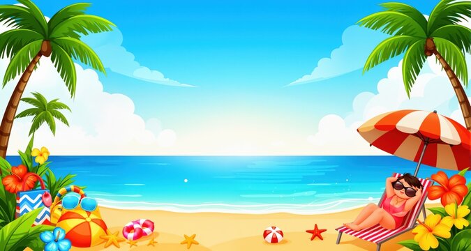 Colorful summer holiday illustration background
