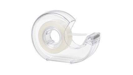 Naklejka premium Clear tape dispenser holds a roll of tape for easy cutting and use during craft projects or office tasks